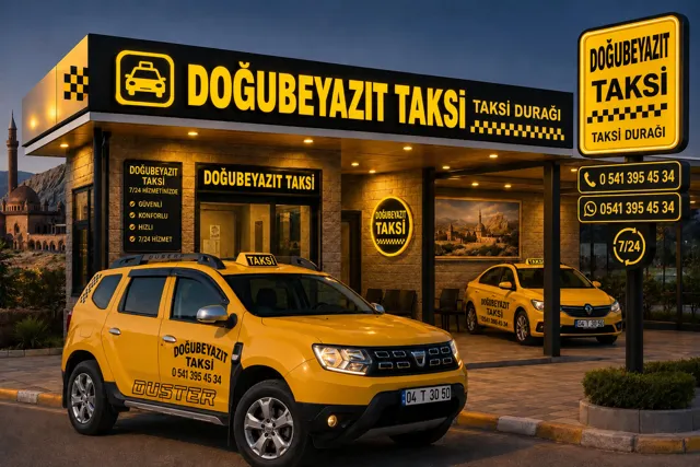 Akşam ışıklarında Doğubeyazıt Taksi durağı